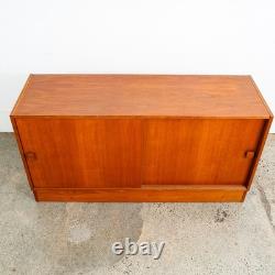 Mid Century Danish Modern Credenza Sideboard Sliding Doors Teak Denmark Mcm