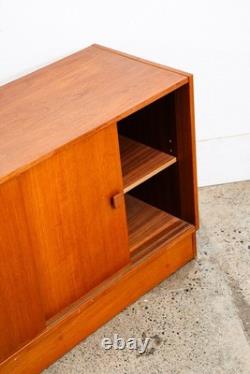 Mid Century Danish Modern Credenza Sideboard Sliding Doors Teak Denmark Mcm