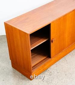 Mid Century Danish Modern Credenza Sideboard Sliding Doors Teak Denmark Mcm