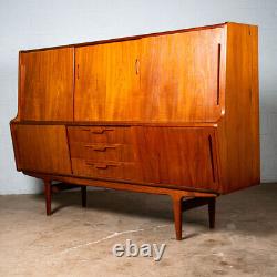 Mid Century Danish Modern Credenza Teak Sideboard Large Cabinet Drawers Doors NM