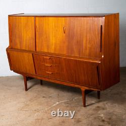 Mid Century Danish Modern Credenza Teak Sideboard Large Cabinet Drawers Doors NM