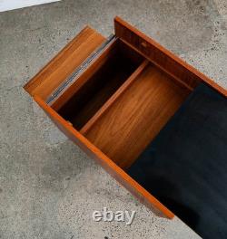 Mid Century Danish Modern End Table Craft Rolling Cart Teak Black Magazine Rack
