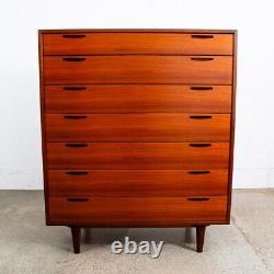 Mid Century Danish Modern Highboy Dresser 7 Drawer Teak Ib Kofod Larsen Mcm