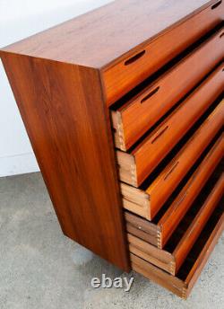 Mid Century Danish Modern Highboy Dresser 7 Drawer Teak Ib Kofod Larsen Mcm