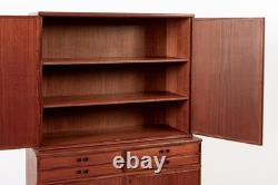 Mid Century Danish Modern Tall Two-Piece Teak Cabinet Hutch