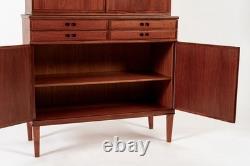 Mid Century Danish Modern Tall Two-Piece Teak Cabinet Hutch