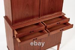 Mid Century Danish Modern Tall Two-Piece Teak Cabinet Hutch