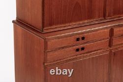 Mid Century Danish Modern Tall Two-Piece Teak Cabinet Hutch