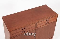 Mid Century Danish Modern Tall Two-Piece Teak Cabinet Hutch