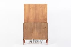 Mid Century Danish Modern Tall Two-Piece Teak Cabinet Hutch