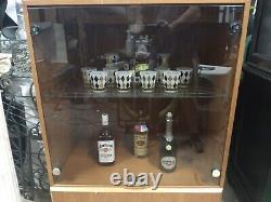 Mid-Century Liquor Cabinet/Display Case withTinted Glass Doors