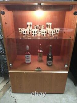 Mid-Century Liquor Cabinet/Display Case withTinted Glass Doors