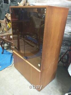 Mid-Century Liquor Cabinet/Display Case withTinted Glass Doors