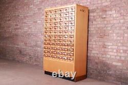 Mid-Century Maple 72-Drawer Library Card Catalog Cabinet, Circa 1940s