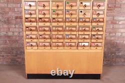 Mid-Century Maple 72-Drawer Library Card Catalog Cabinet, Circa 1940s