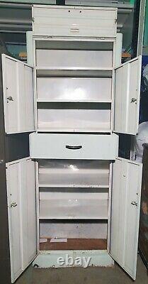 Mid-Century Metal Pantry Storage Cabinet Kitchen Art Deco Vintage 64 x 24 x 11
