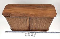 Mid Century Mod Teakwood Double Tambour Door Hanging Shelf Cabinet 1960's