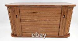 Mid Century Mod Teakwood Double Tambour Door Hanging Shelf Cabinet 1960's