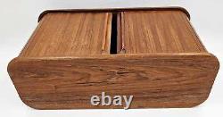 Mid Century Mod Teakwood Double Tambour Door Hanging Shelf Cabinet 1960's