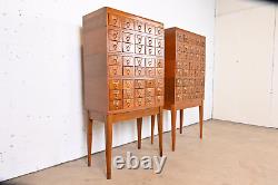 Mid-Century Modern 40-Drawer Oak Library Card Catalogs by Gaylord Bros, Pair