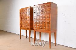 Mid-Century Modern 40-Drawer Oak Library Card Catalogs by Gaylord Bros, Pair