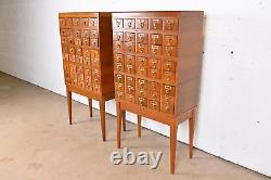 Mid-Century Modern 40-Drawer Oak Library Card Catalogs by Gaylord Bros, Pair