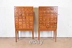 Mid-Century Modern 40-Drawer Oak Library Card Catalogs by Gaylord Bros, Pair