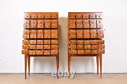 Mid-Century Modern 40-Drawer Oak Library Card Catalogs by Gaylord Bros, Pair