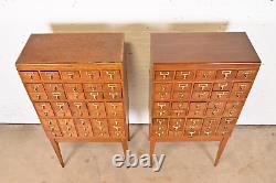 Mid-Century Modern 40-Drawer Oak Library Card Catalogs by Gaylord Bros, Pair