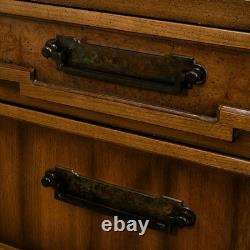 Mid Century Modern American Set of Two Light Walnut Nightstands by Unagusta