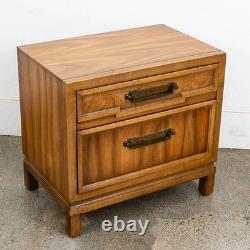 Mid Century Modern American Set of Two Light Walnut Nightstands by Unagusta