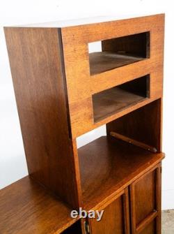 Mid Century Modern Audio Cabinet Record Storage Credenza Low 4 Doors Custom Hifi