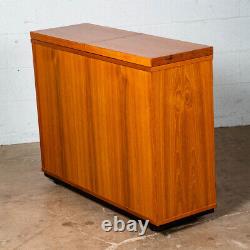 Mid Century Modern Bar Cart Cabinet Dyrlund Liquor Teak Storage Rolling Glass NM