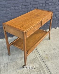 Mid-Century Modern Bar Cart Mount Airy Furniture Co, Facade Line, Two-Tier