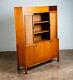 Mid Century Modern China Cabinet Display Walnut Founders Cane Hutch Reversible