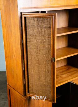 Mid Century Modern China Cabinet Display Walnut Founders Cane Hutch Reversible