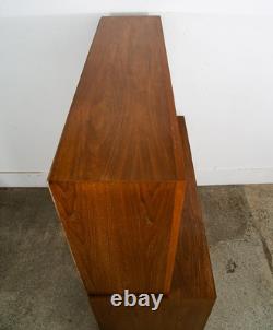 Mid Century Modern China Cabinet Hutch Albert Walnut Display Glass Drawers Doors