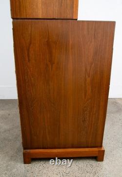 Mid Century Modern China Cabinet Hutch Albert Walnut Display Glass Drawers Doors