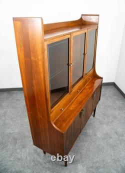 Mid Century Modern China Cabinet Hutch Walnut Kroehler Credenza Display Glass