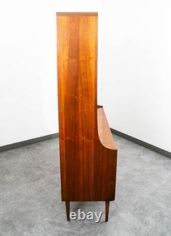 Mid Century Modern China Cabinet Hutch Walnut Kroehler Credenza Display Glass
