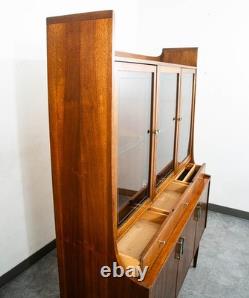 Mid Century Modern China Cabinet Hutch Walnut Kroehler Credenza Display Glass