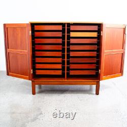 Mid Century Modern Compact Credenza Cabinet Solid Mahogany Soborg 16 Drawers Mcm