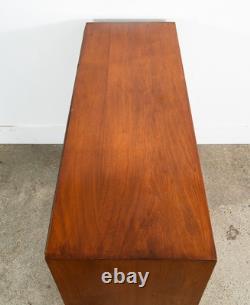 Mid Century Modern Credenza Cabinet Walnut Sliding Doors Storage Media Wood Mcm