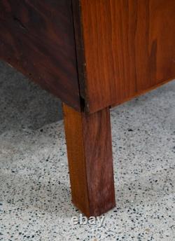 Mid Century Modern Credenza Cabinet Walnut Sliding Doors Storage Media Wood Mcm