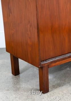 Mid Century Modern Credenza Cabinet Walnut Sliding Doors Storage Media Wood Mcm