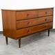 Mid Century Modern Credenza Dresser 6 Drawer Brass Walnut Vintage Mcm Restored