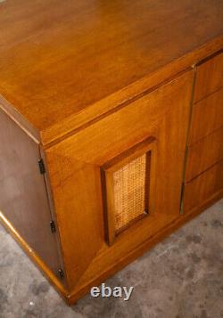 Mid Century Modern Credenza Sideboard American of Martinsville Mahogany Cane Mcm