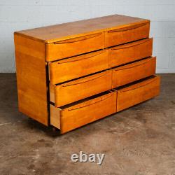 Mid Century Modern Dresser 8 Drawer Heywood Wakefield Solid Maple Blonde Mcm NM