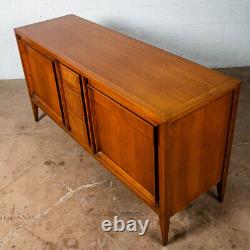 Mid Century Modern Dresser Credenza Walnut 9 Drawer Wood Danish Cane Vintage NM