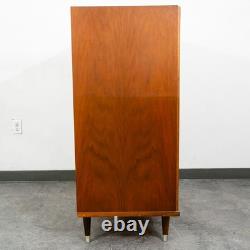 Mid Century Modern Dresser Highboy BP John Metal 5 Drawer Walnut Vintage Mcm NM